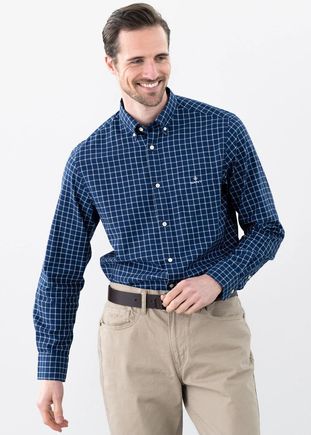 Indigo Windowpane Check Shirt - Image 3