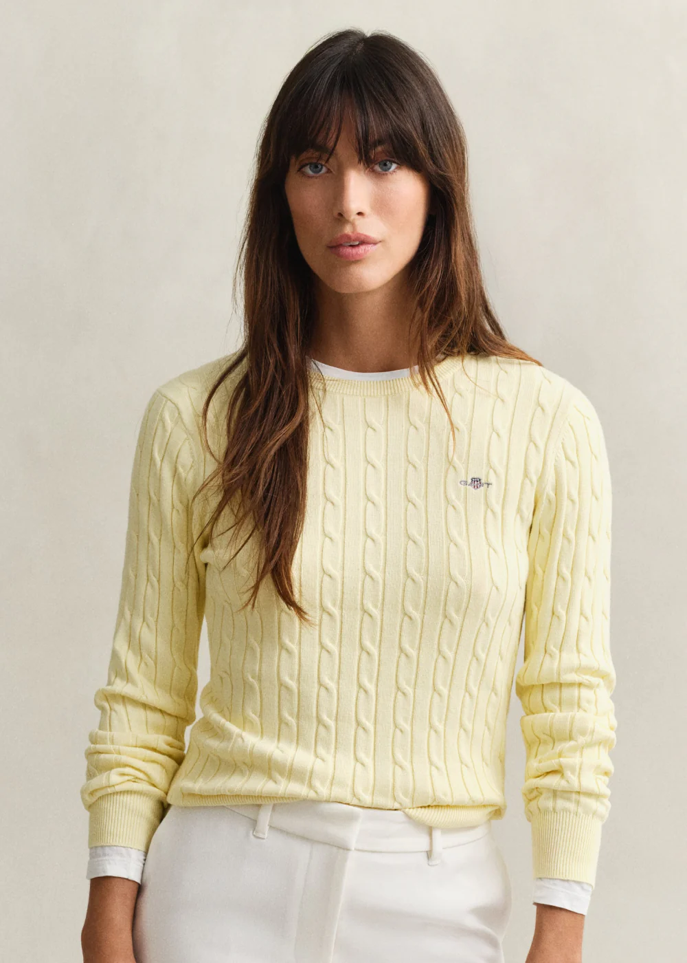 Stretch Cotton Cable Crew Knit - Image 3