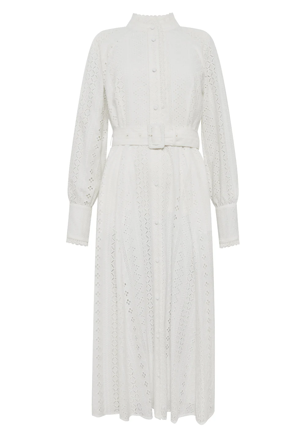 Aimee Collarless Broderie Dress - Image 5