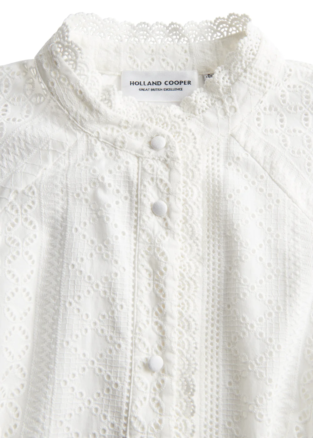 Aimee Collarless Broderie Dress - Image 6